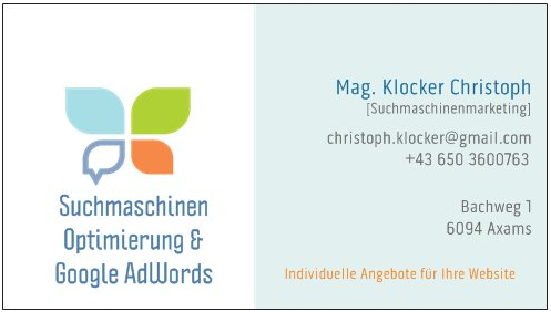 Google AdWords & Suchmaschinenoptimierung (SEO) - Mag. Klocker Christoph